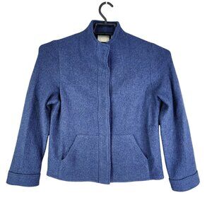 Womens Blue Chicos Wool Jacket Button Up Long Sleeve Size 0 (Small)
